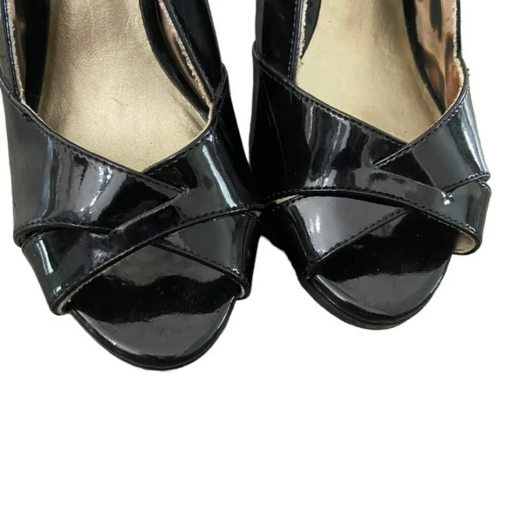 Christian Siriano Patent Peep Toe Sling Back Slight Platform Heel